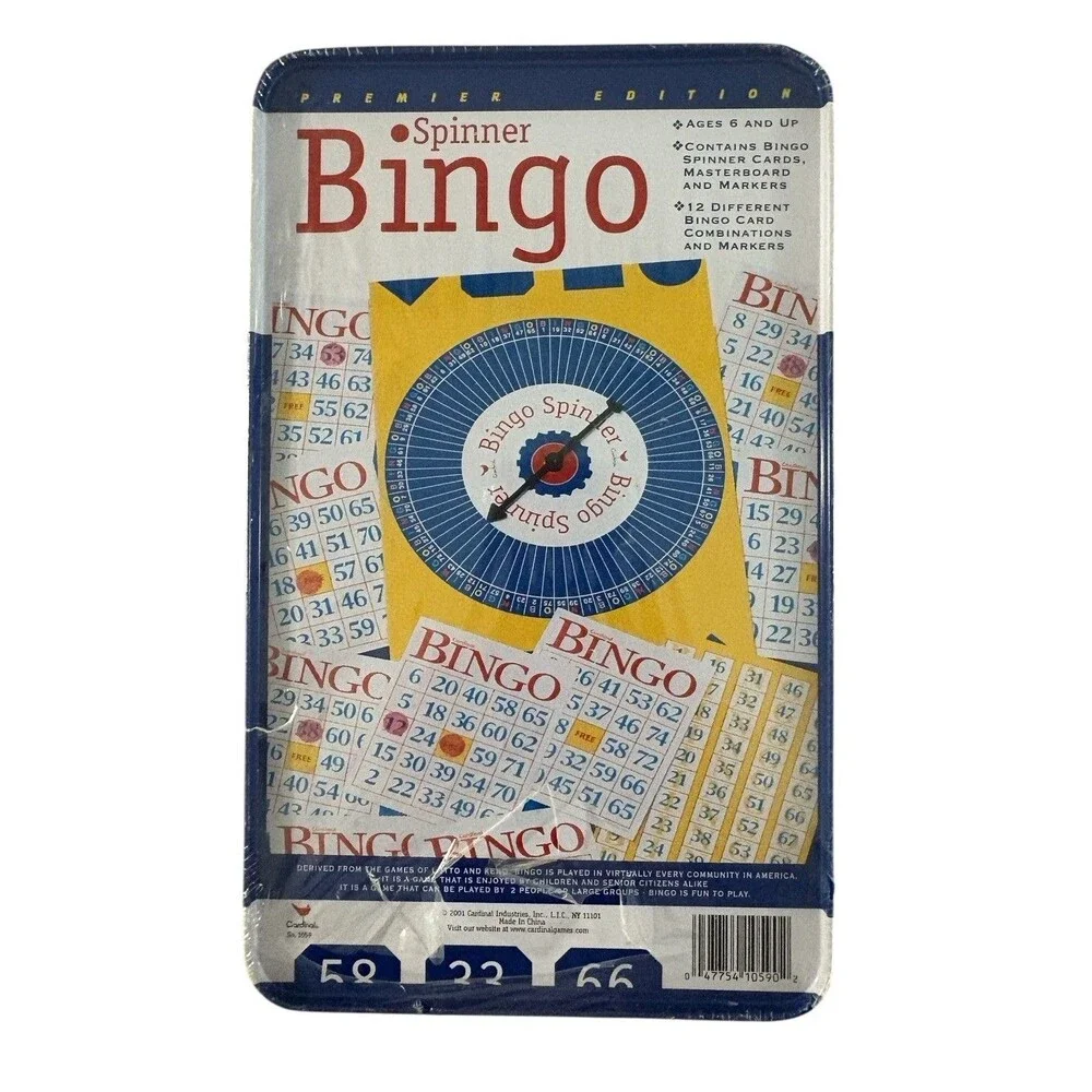 Vintage Cardinal Spinner Bingo Game Premier Edition 2001 Metal Storage Tin New!
